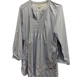 DKNY light Chambray Tunic button Shirt w/ roll tab sleeves sz M